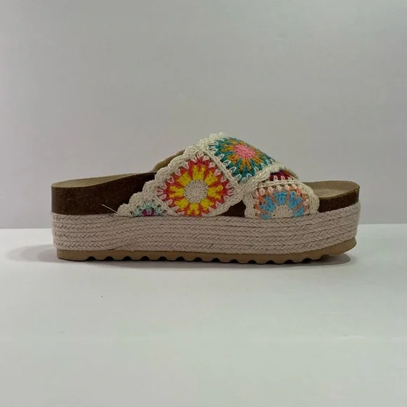 Dirty Laundry Plays Platform Crochet Espadrille Sandals - multi, size 6/36.5 - Picture 9 of 13